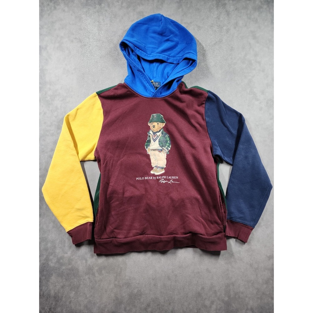 Polo Ralph Lauren Polo Bear Hoodie Boys XL 18-20 Multi Color Excellent Graphic